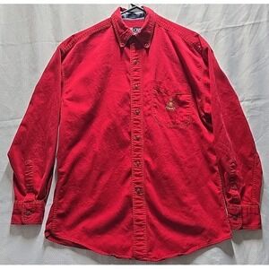 Vintage Ralph Lauren Chaps Shirt‎ Adult Medium Red Button Up Crest Logo Mens